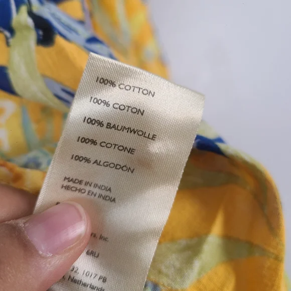 Anthropologie Maeve Yellow Tropical Cotton Lightweight Beach Vacation Buttonup - Picture 5 of 12